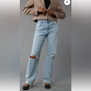 AE Strigid Ripped Super High-Waisted Baggy Straight Jean American Eagle